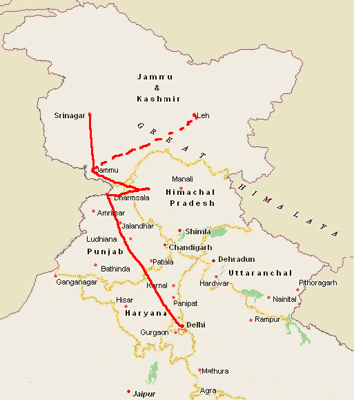 Plán cesty do Ladakhu